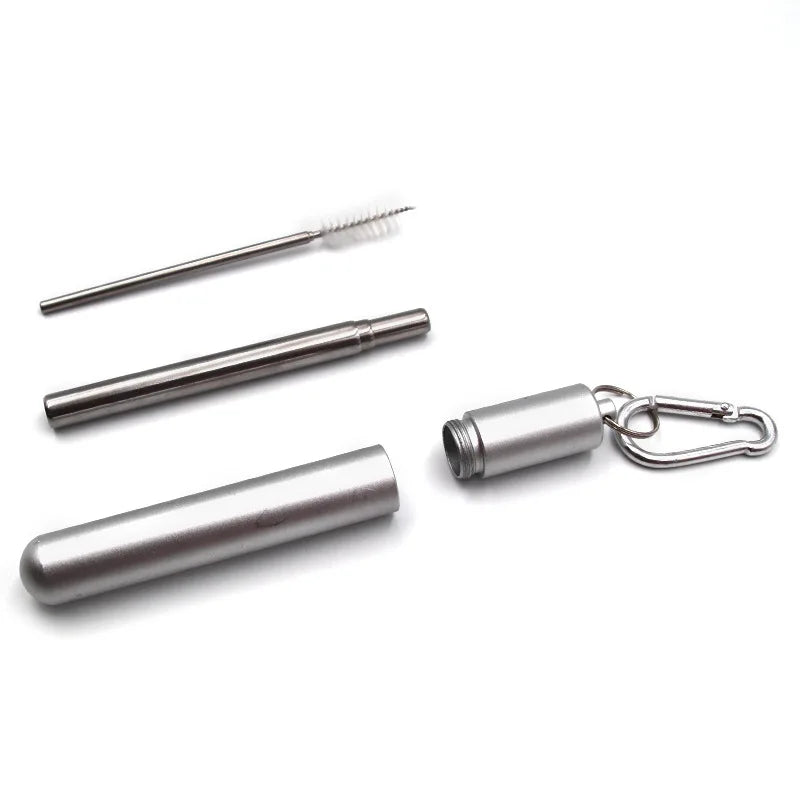 Reusable Telescopic Stainless Steel Straw Set – Portable with Cleaning Brush & Case