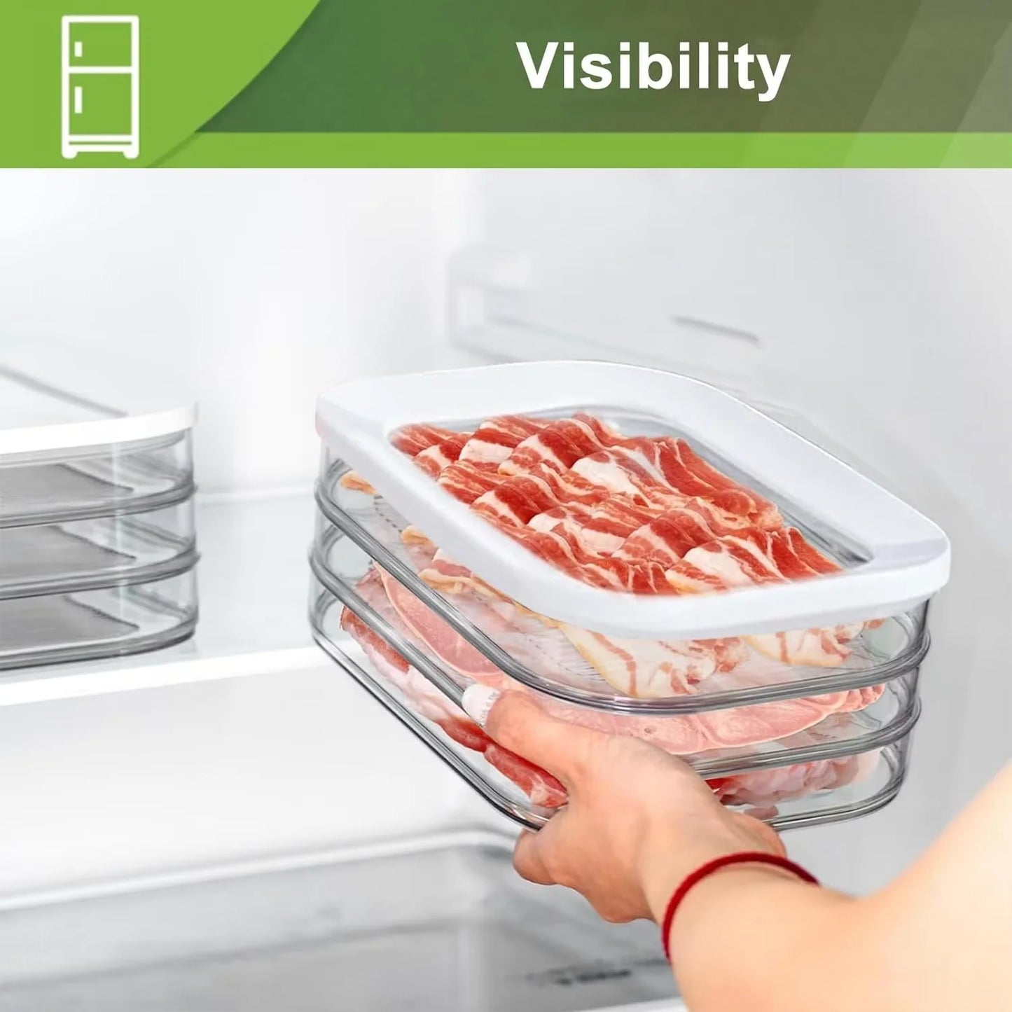 Stackable Meat Storage Container with Lid for Fridge
