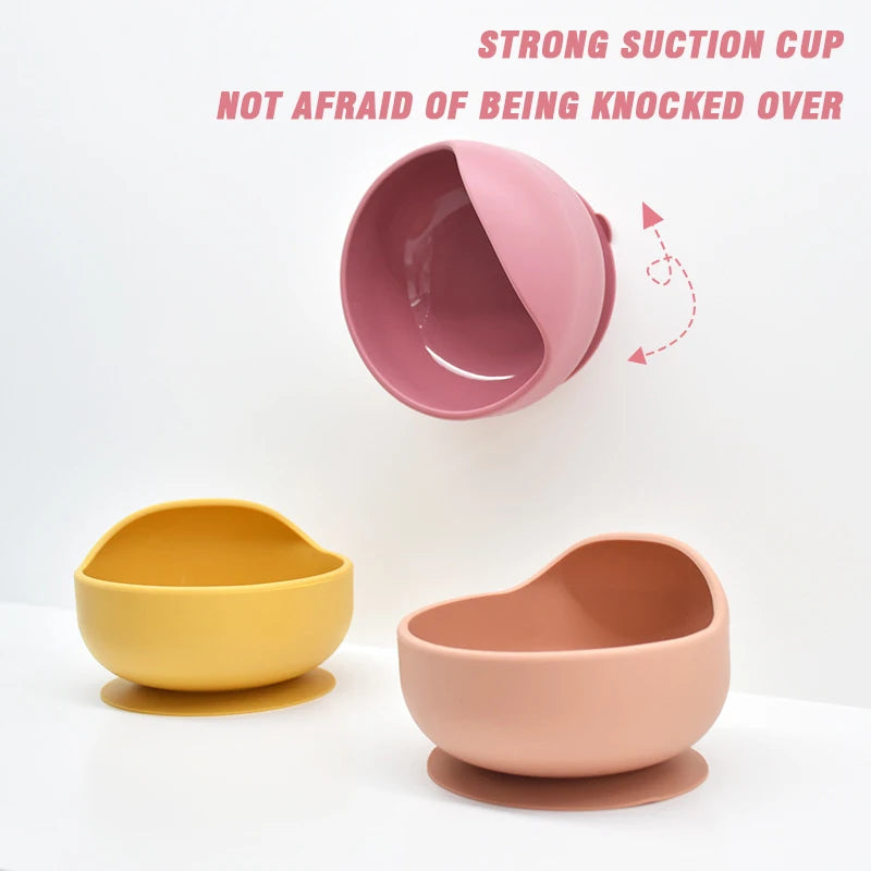 Silicone Baby Snail Bowl with Sucker & Spoon Feeding Set