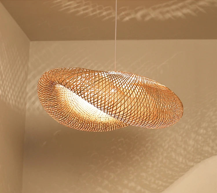 Bamboo Rattan Pendant Light – Handwoven Hanging Ceiling Lamp