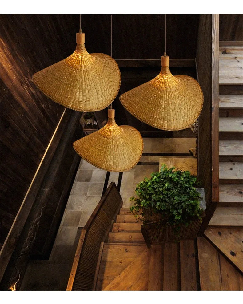 Bamboo Rattan Pendant Light – Handwoven Hanging Ceiling Lamp