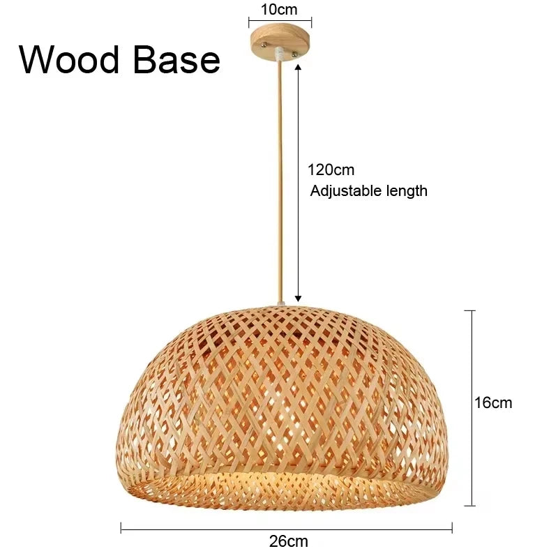 Bamboo Rattan Pendant Light – Handwoven Hanging Ceiling Lamp