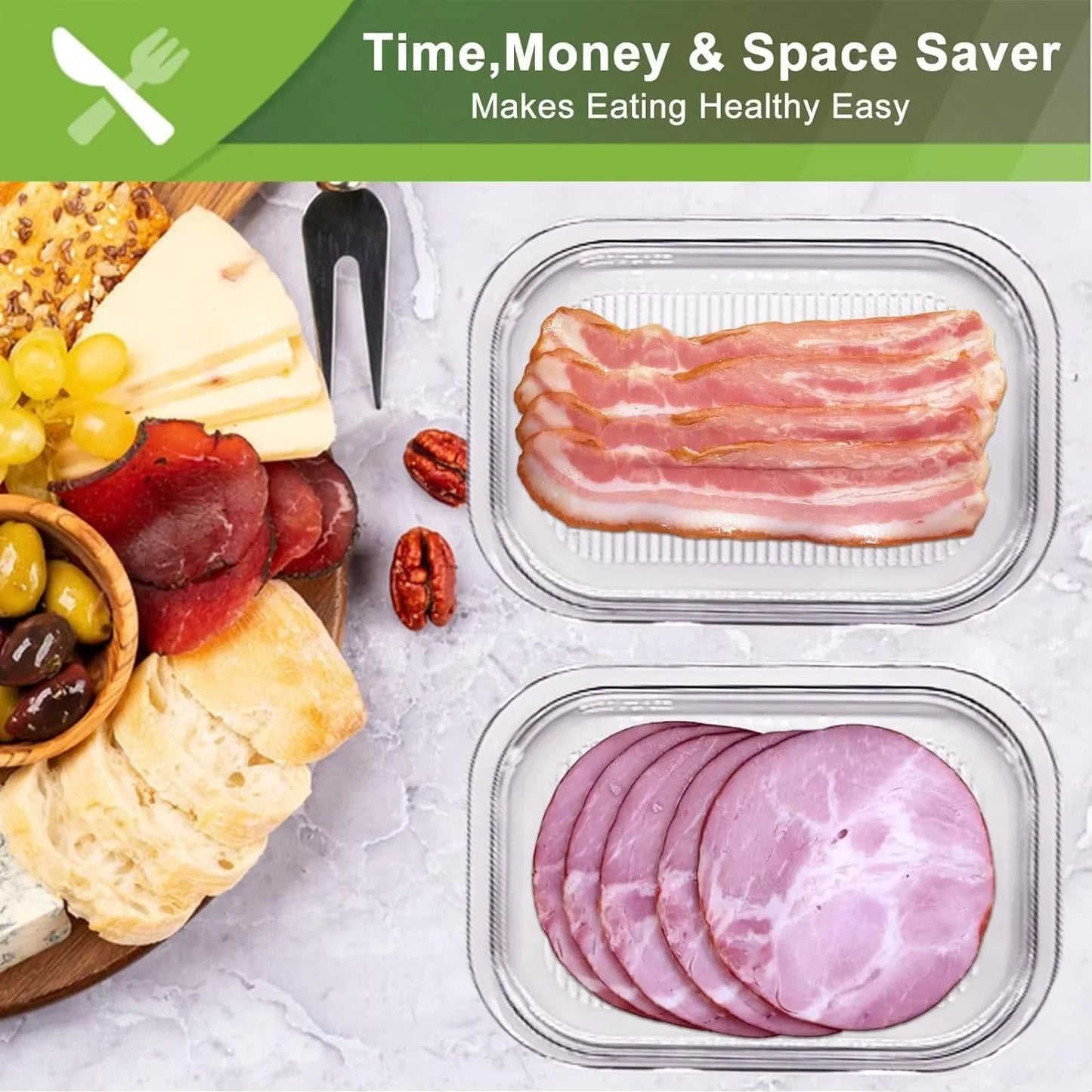 Stackable Meat Storage Container with Lid for Fridge