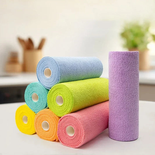 Reusable Microfiber Cleaning Wipe Roll – 20 Sheets