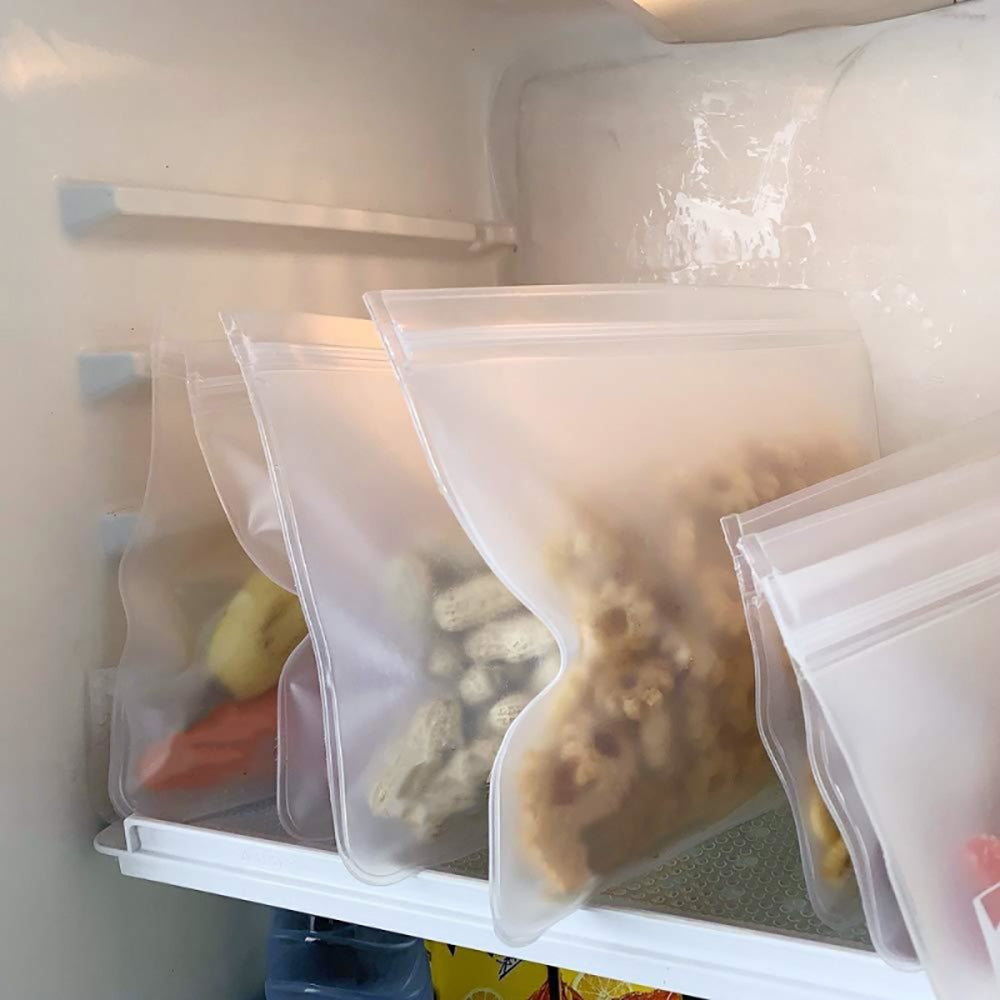 10pcs Reusable Silicone Food Storage Bags with Zip Seal