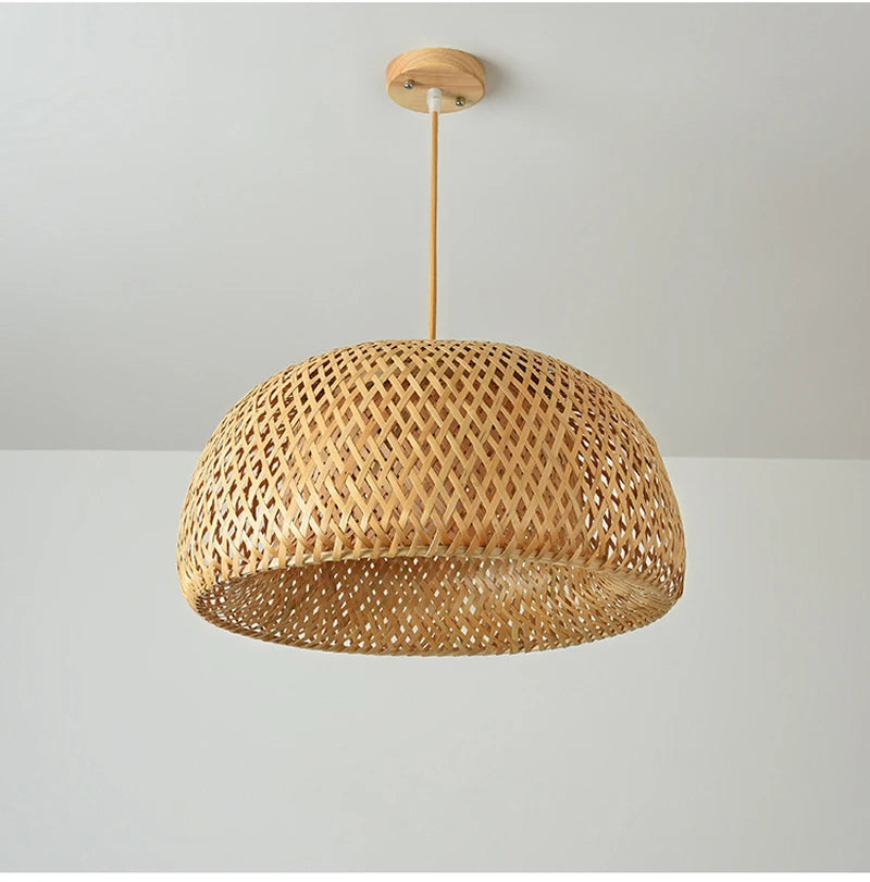 Bamboo Rattan Pendant Light – Handwoven Hanging Ceiling Lamp