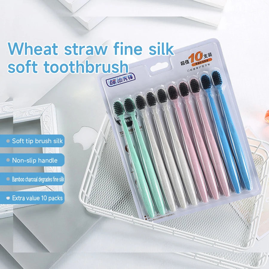 10-Pack Eco-Friendly Biodegradable Toothbrushes
