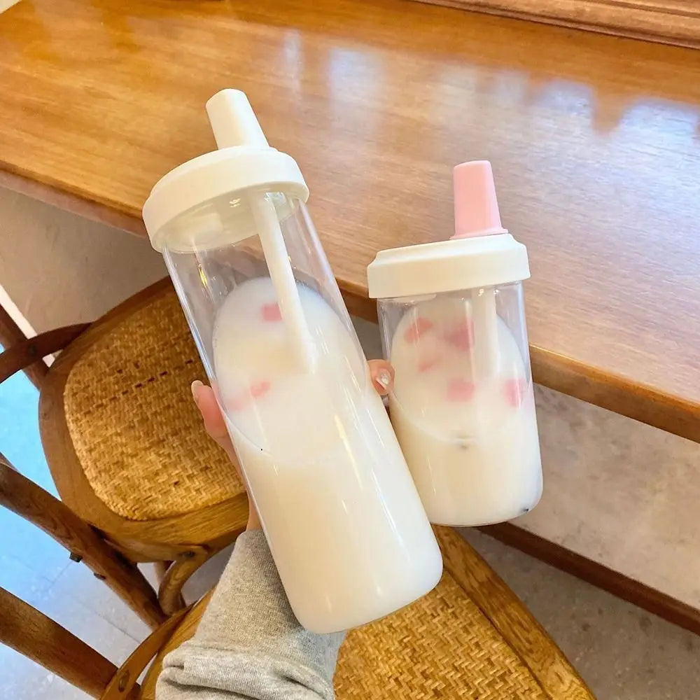500/850ml Plastic Straw Cup with Lid for Juice, Milk & Tea