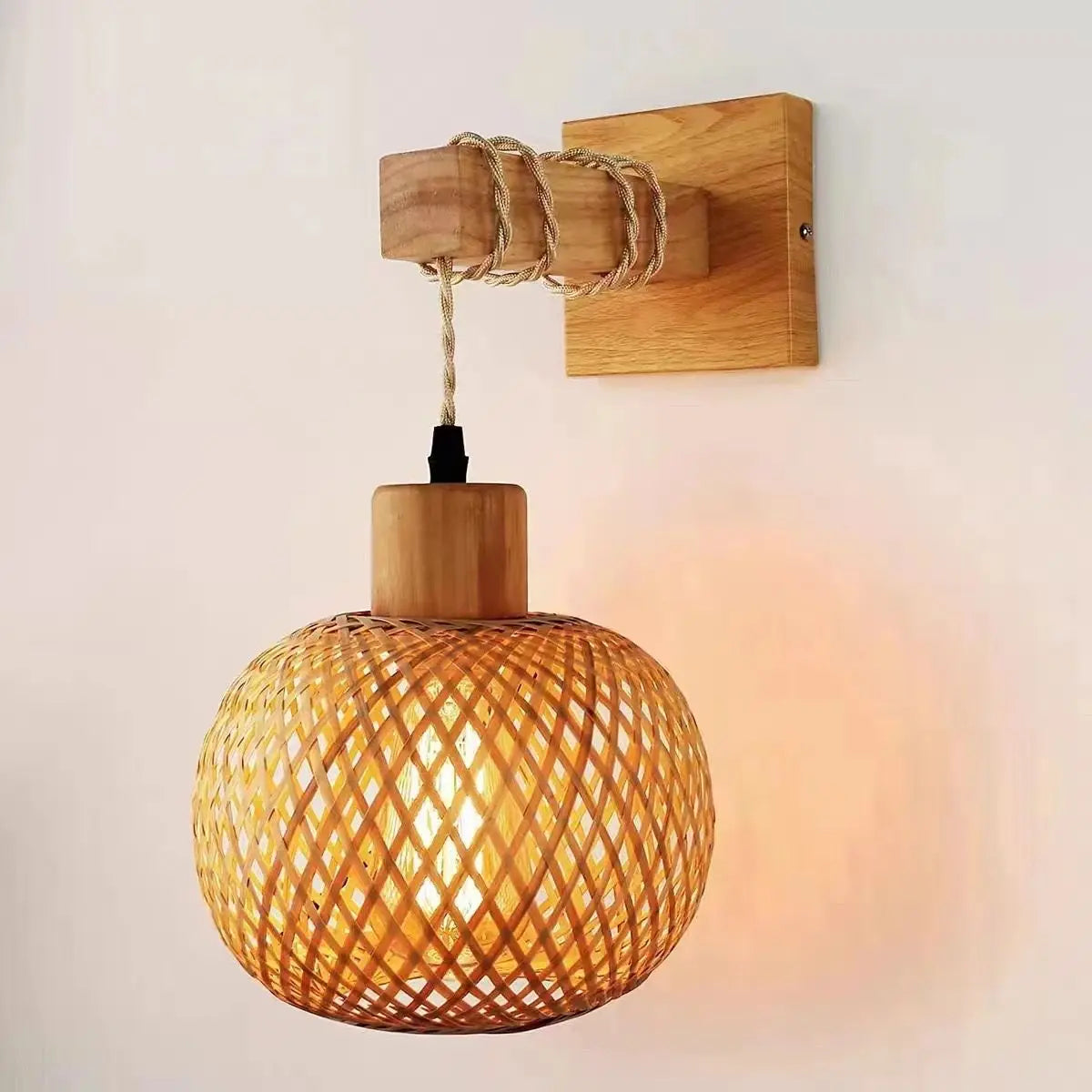 Bamboo Rattan Pendant Light – Handwoven Hanging Ceiling Lamp