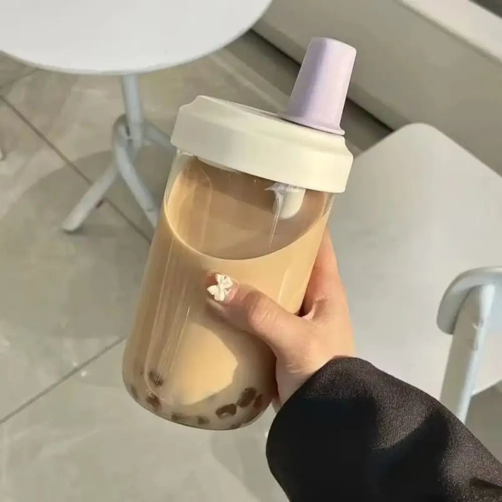 500/850ml Plastic Straw Cup with Lid for Juice, Milk & Tea