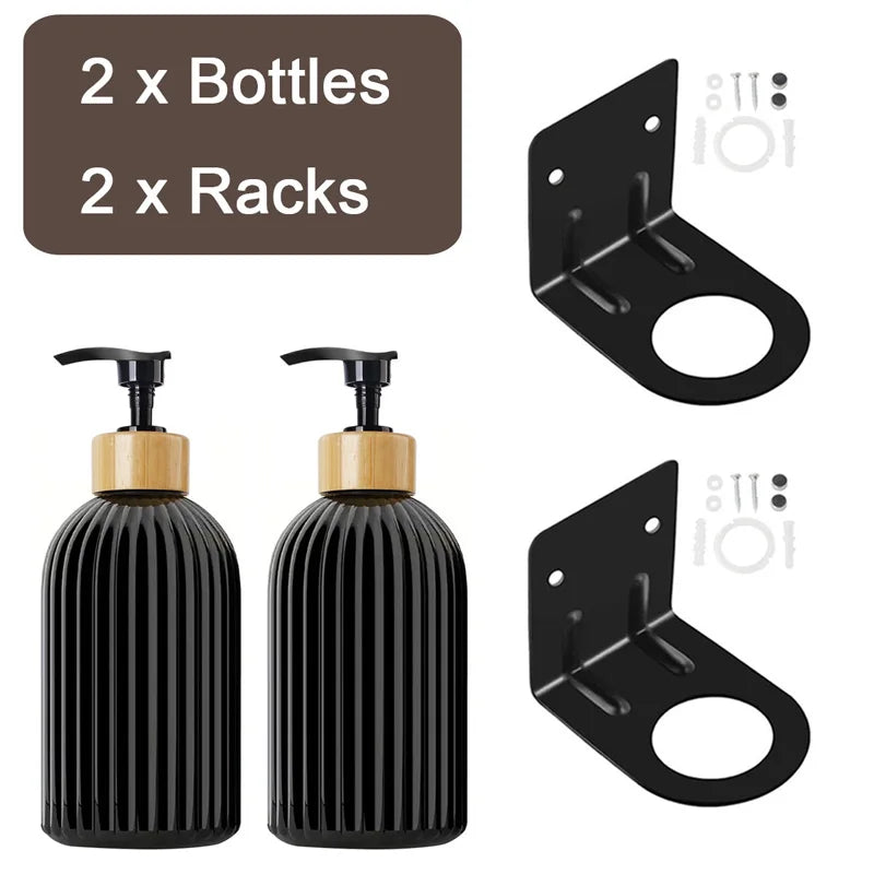 1/2PCS 500ml Refillable Soap Dispenser with Bamboo Pump