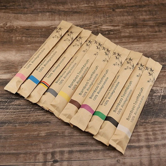 10PCS Bamboo Toothbrush Set