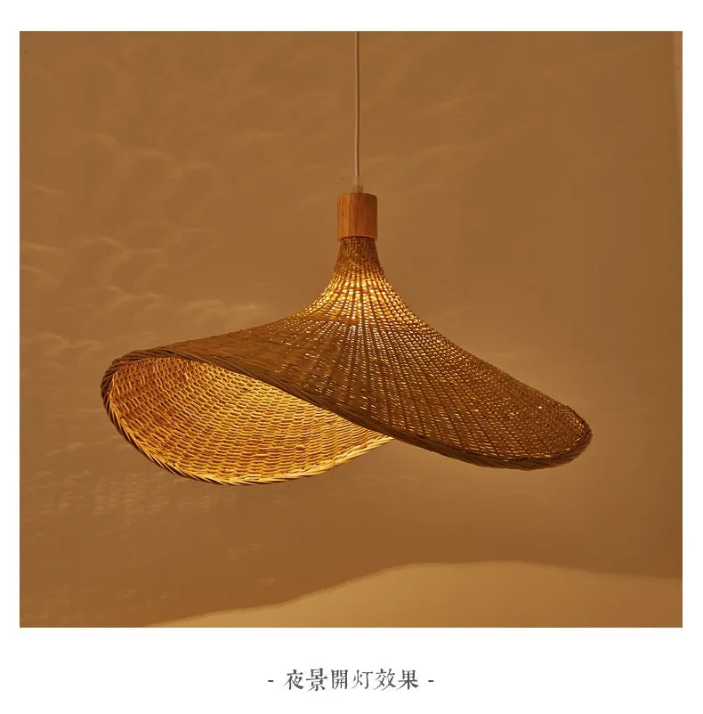 Bamboo Rattan Pendant Light – Handwoven Hanging Ceiling Lamp