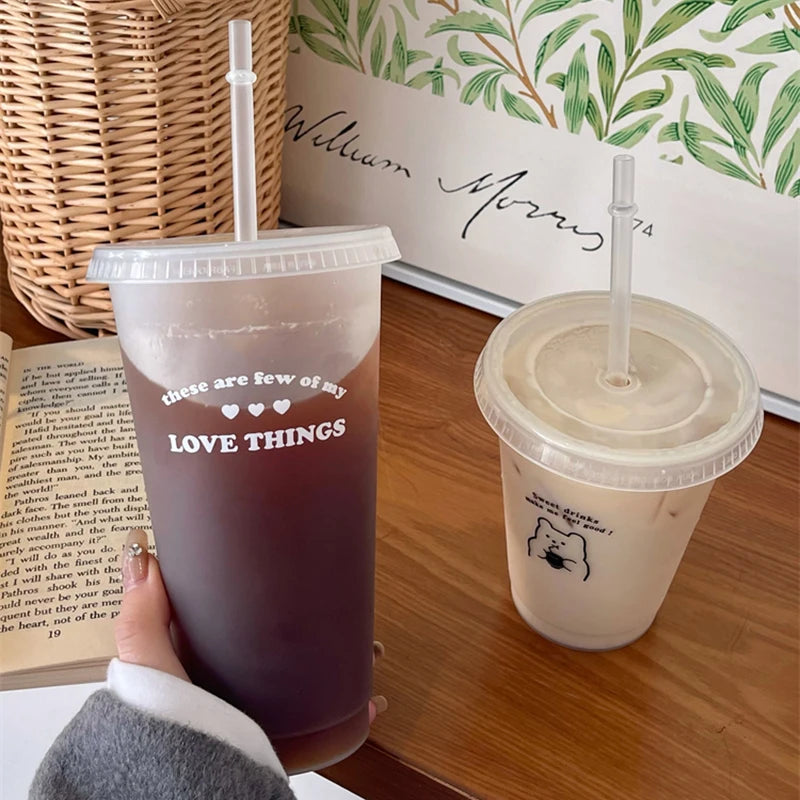 Kawaii Reusable Tumbler with Straw Lid