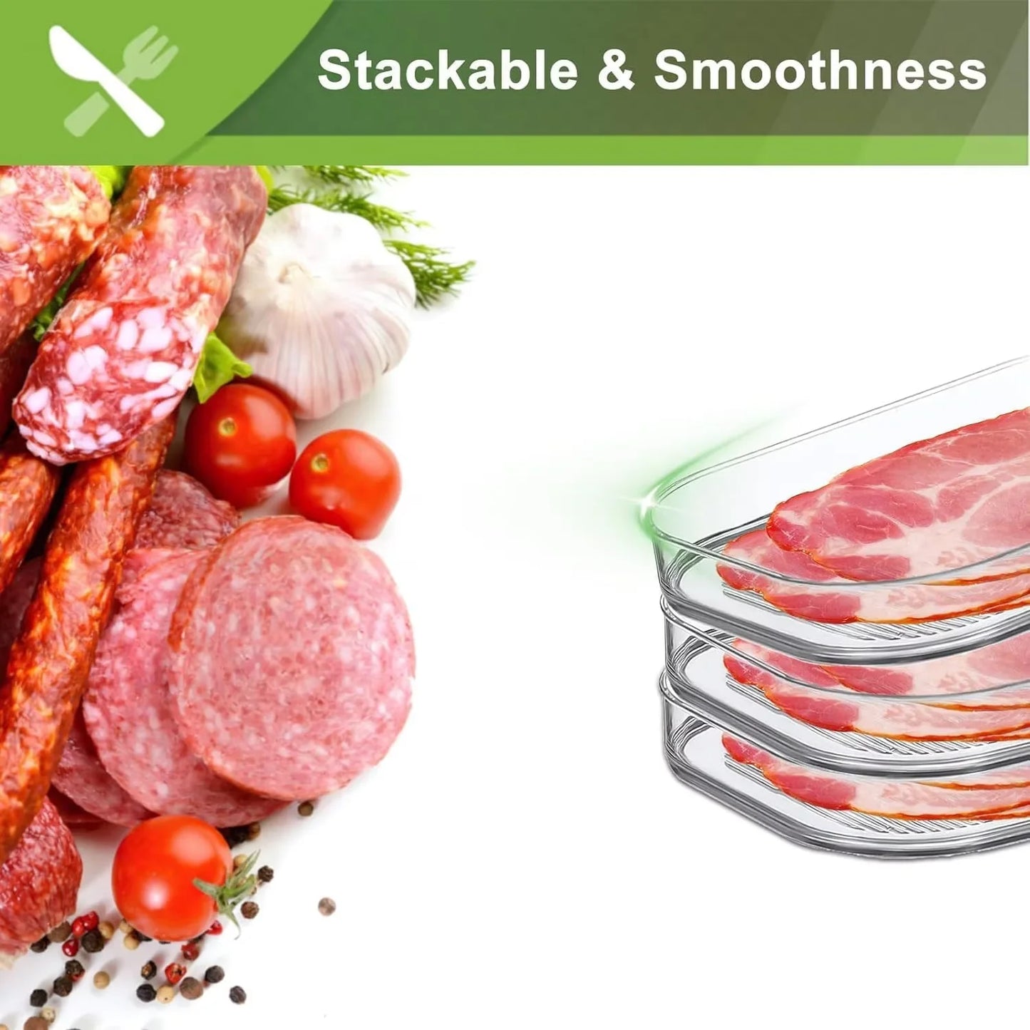Stackable Meat Storage Container with Lid for Fridge