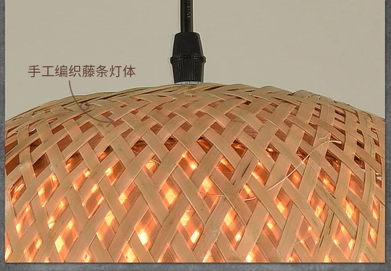Bamboo Rattan Pendant Light – Handwoven Hanging Ceiling Lamp