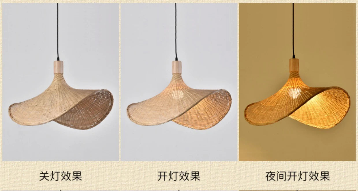 Bamboo Rattan Pendant Light – Handwoven Hanging Ceiling Lamp