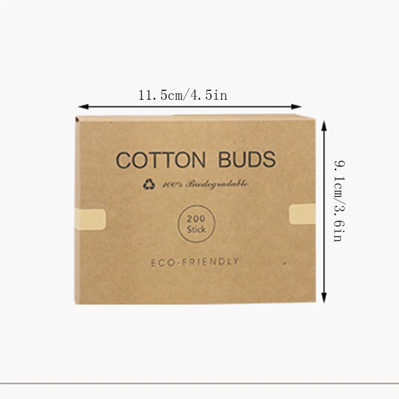 Bamboo Cotton Swabs – 2 Boxes (400 pcs) Biodegradable & Organic Double-Ended Ear Swabs