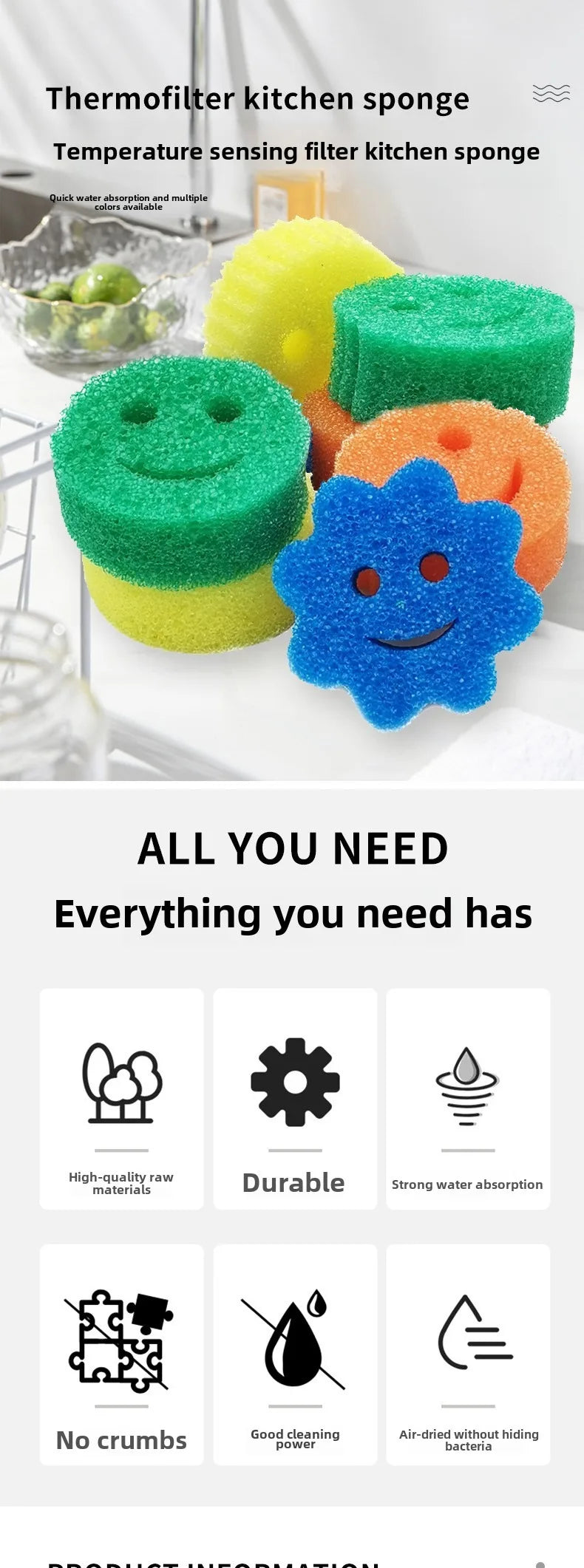 Reusable Smiley Face Dish Sponge