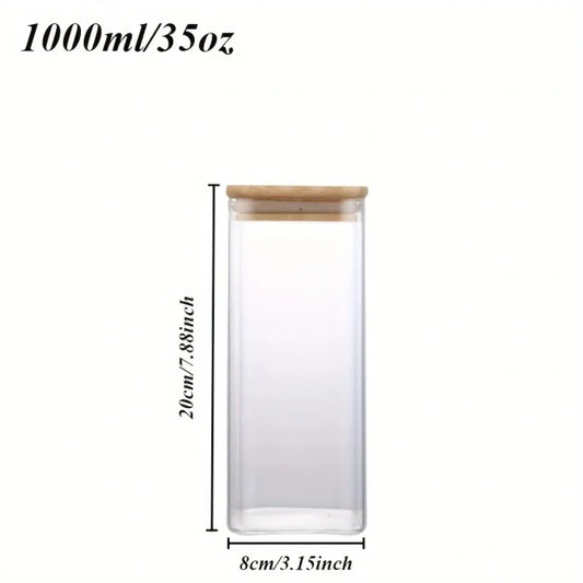 2/4pcs 540ml/1000ml Glass Food Storage Jars with Bamboo Lids