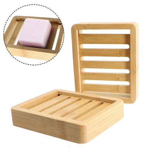 2PCS Bamboo Soap Dish Tray