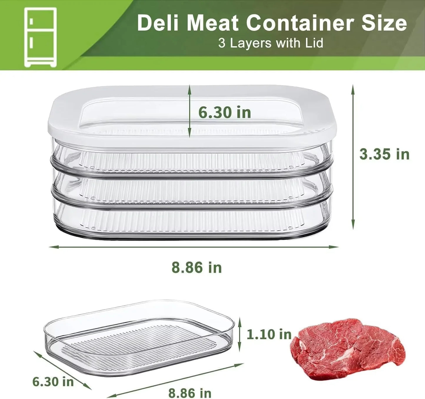 Stackable Meat Storage Container with Lid for Fridge