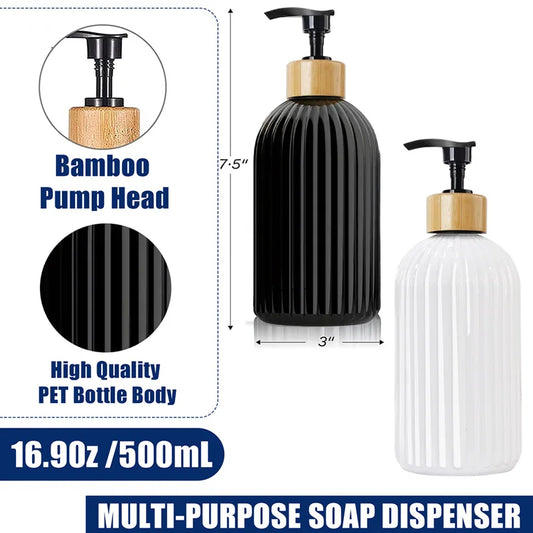 1/2PCS 500ml Refillable Soap Dispenser with Bamboo Pump