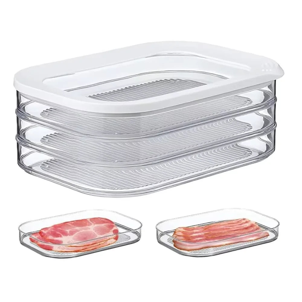 Stackable Meat Storage Container with Lid for Fridge
