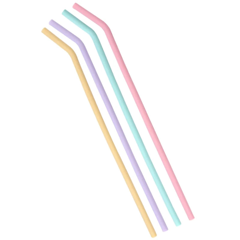 4-Pack Colorful Silicone Straws