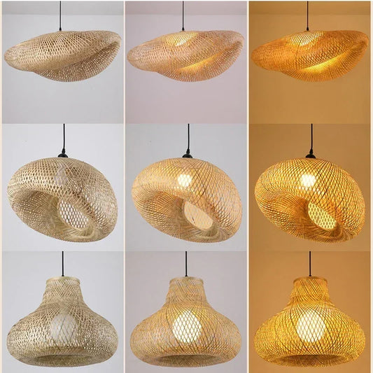 Bamboo Rattan Pendant Light – Handwoven Hanging Ceiling Lamp