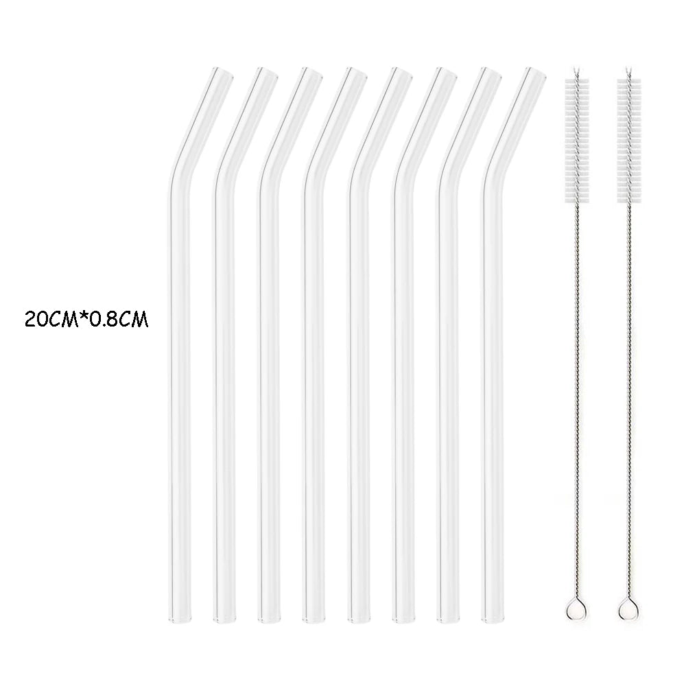 High Borosilicate Glass Straw Set – Reusable Eco-Friendly Straws with Brush