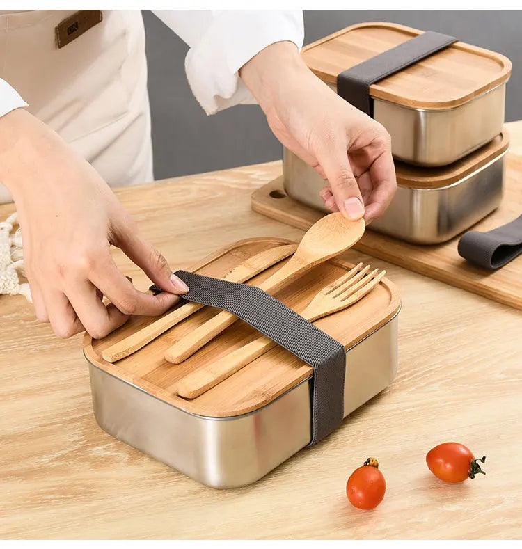Wooden Lid Lunch Box