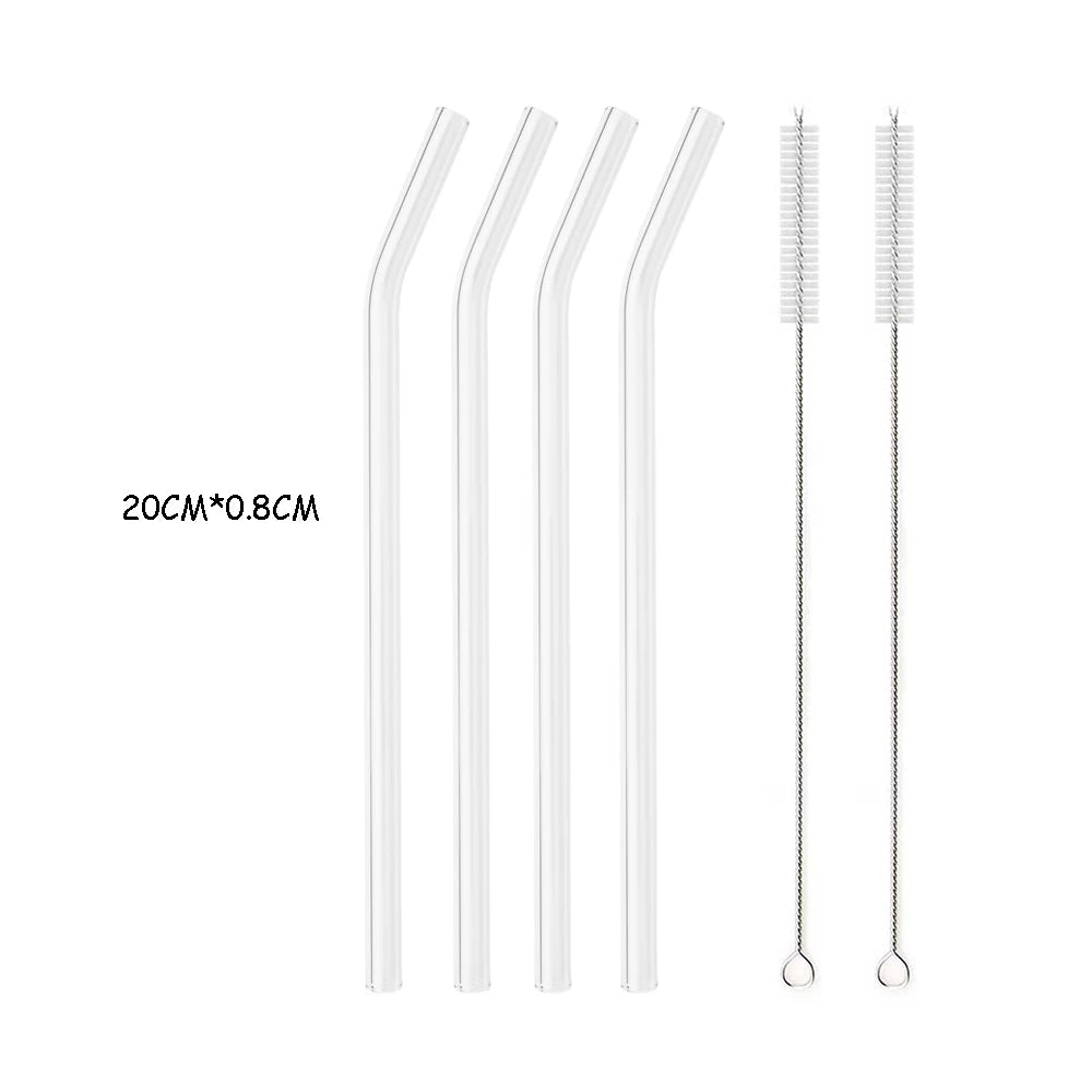 High Borosilicate Glass Straw Set – Reusable Eco-Friendly Straws with Brush