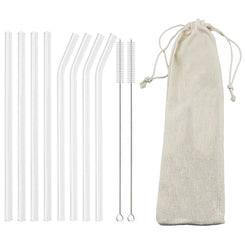 High Borosilicate Glass Straw Set – Reusable Eco-Friendly Straws with Brush