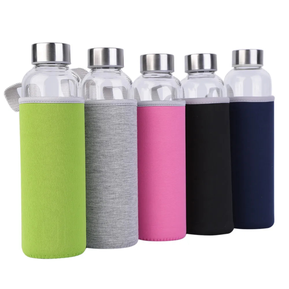 550ml Shatterproof Travel Glass Water Bottle