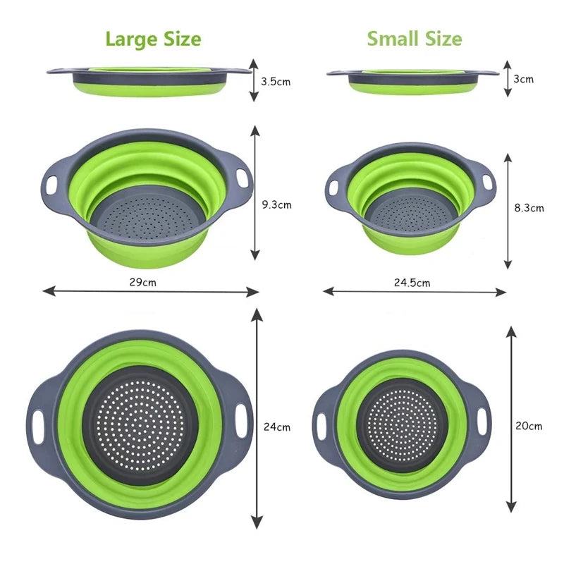 2PCS Silicone Folding Colander Basket for Kitchen Use