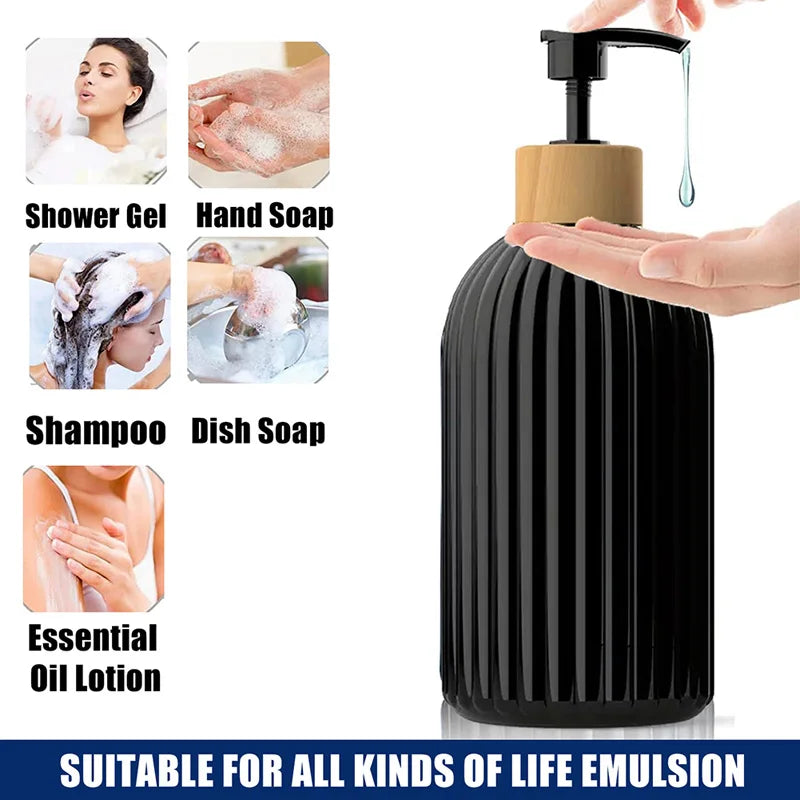 1/2PCS 500ml Refillable Soap Dispenser with Bamboo Pump