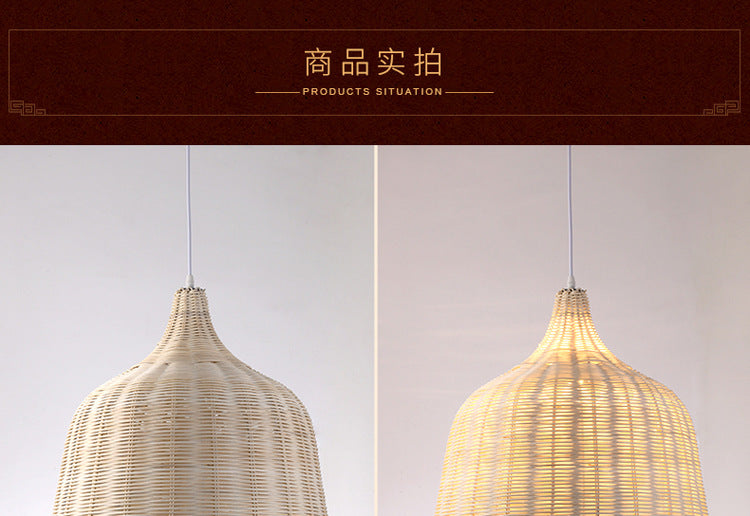 Bamboo Rattan Pendant Light – Handwoven Hanging Ceiling Lamp