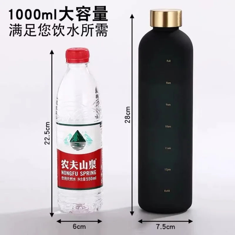 1L Motivational Sports Water Bottle with Time Marker