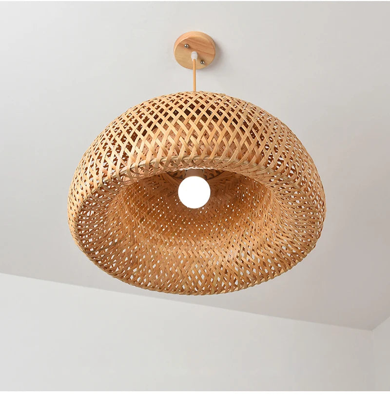 Bamboo Rattan Pendant Light – Handwoven Hanging Ceiling Lamp
