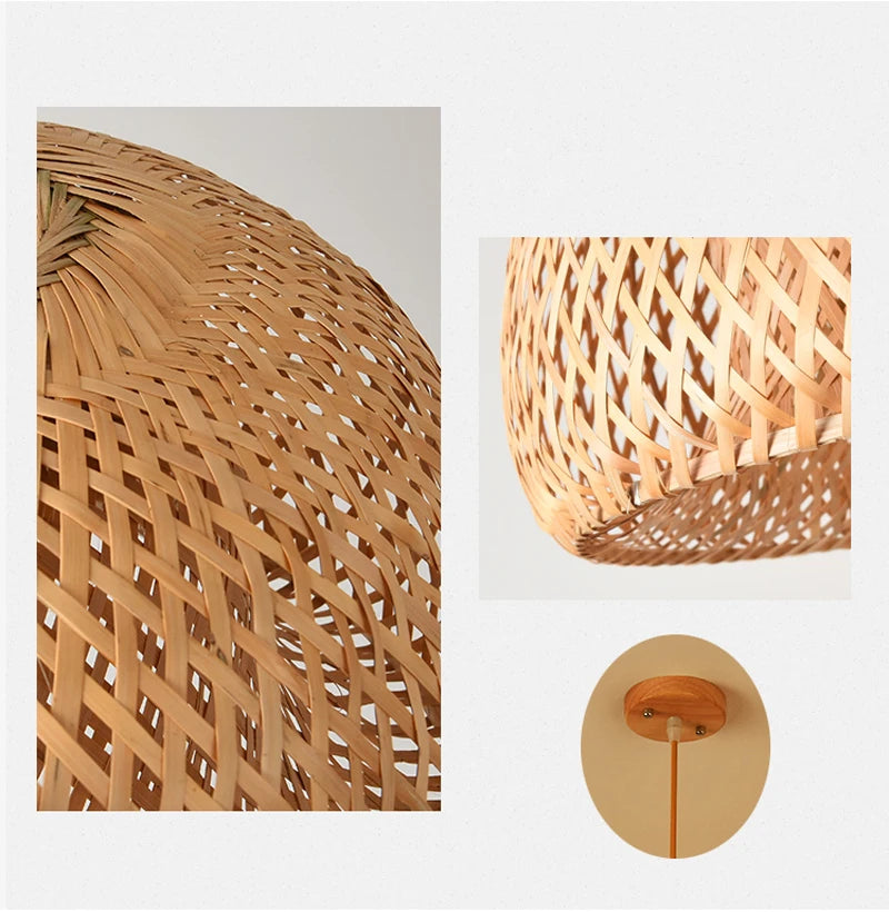 Bamboo Rattan Pendant Light – Handwoven Hanging Ceiling Lamp