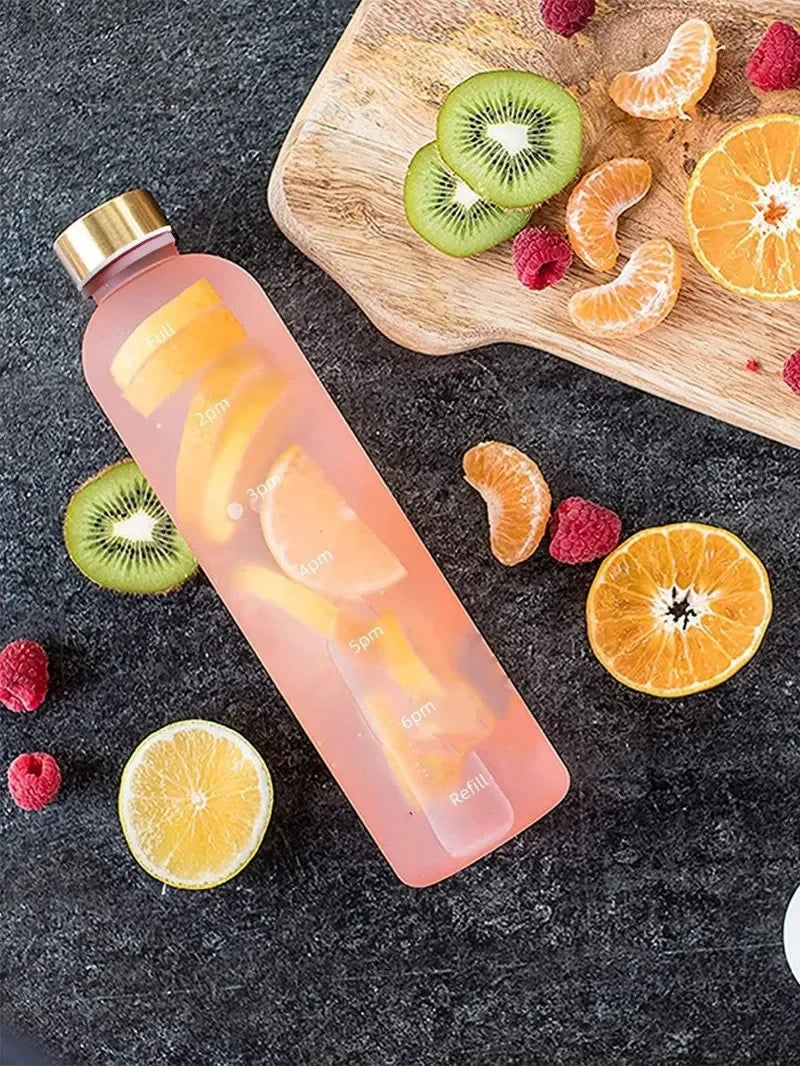 1L Motivational Sports Water Bottle with Time Marker