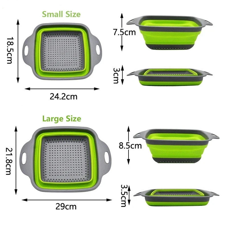 2PCS Silicone Folding Colander Basket for Kitchen Use