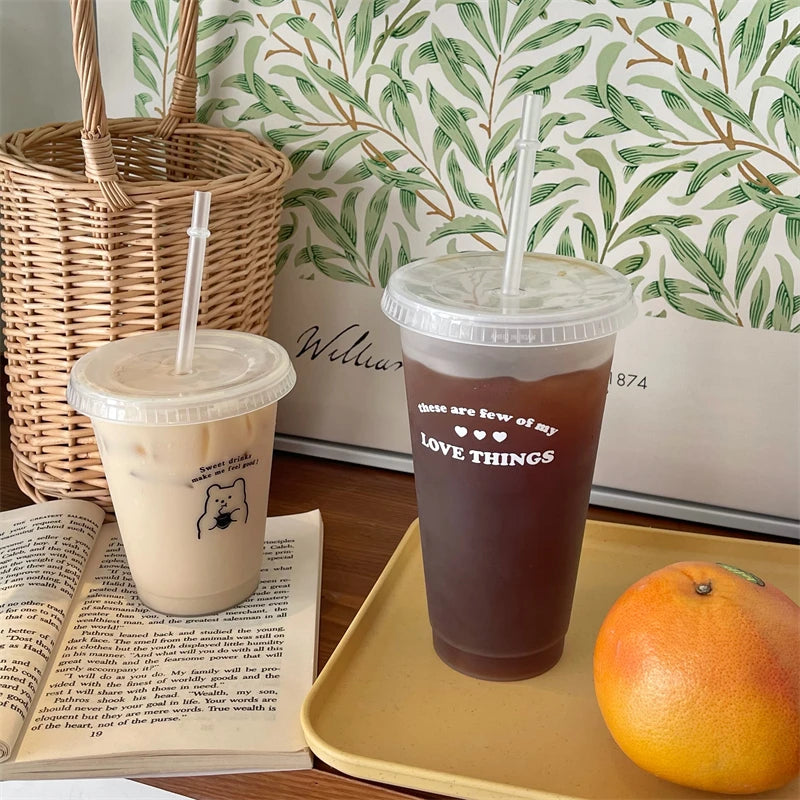 Kawaii Reusable Tumbler with Straw Lid