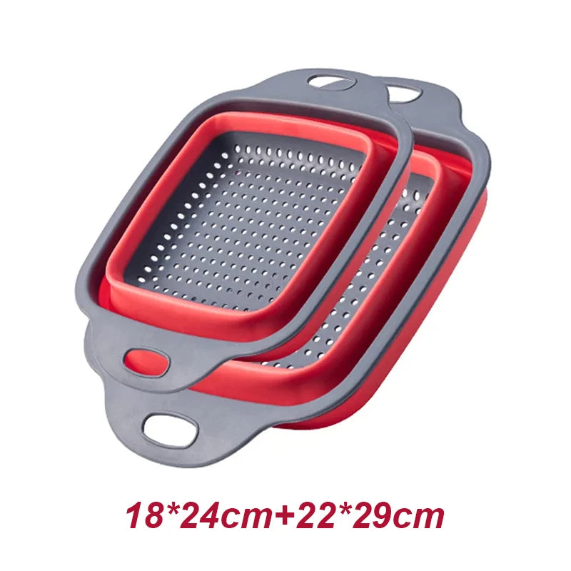 2PCS Silicone Folding Colander Basket for Kitchen Use