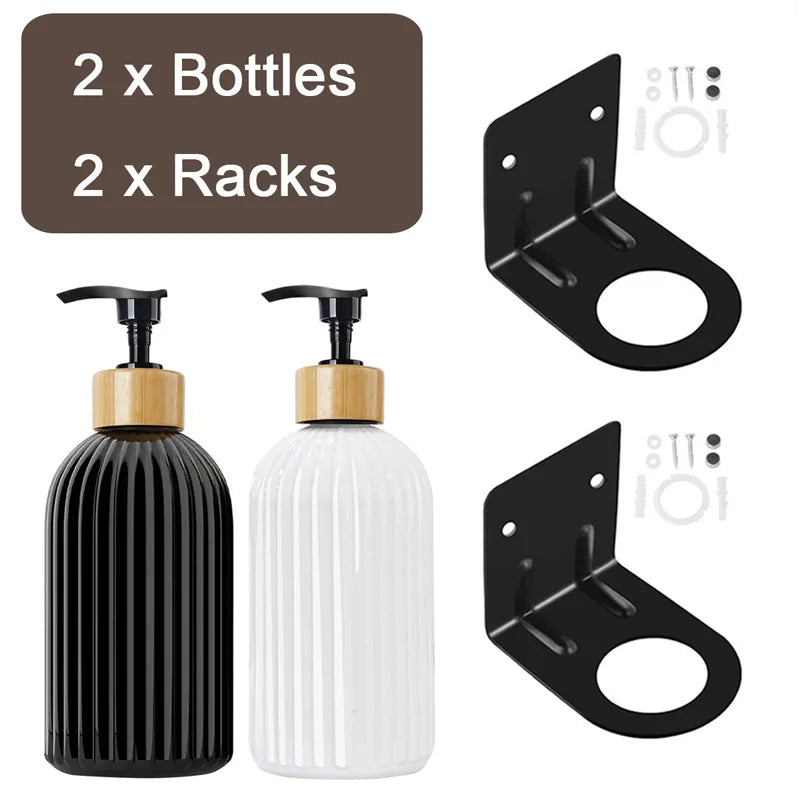1/2PCS 500ml Refillable Soap Dispenser with Bamboo Pump