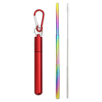 Reusable Telescopic Stainless Steel Straw Set – Portable with Cleaning Brush & Case