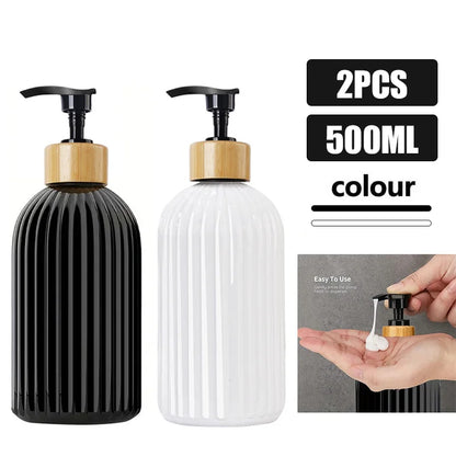 1/2PCS 500ml Refillable Soap Dispenser with Bamboo Pump