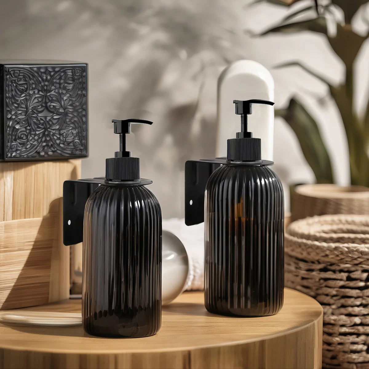 1/2PCS 500ml Refillable Soap Dispenser with Bamboo Pump
