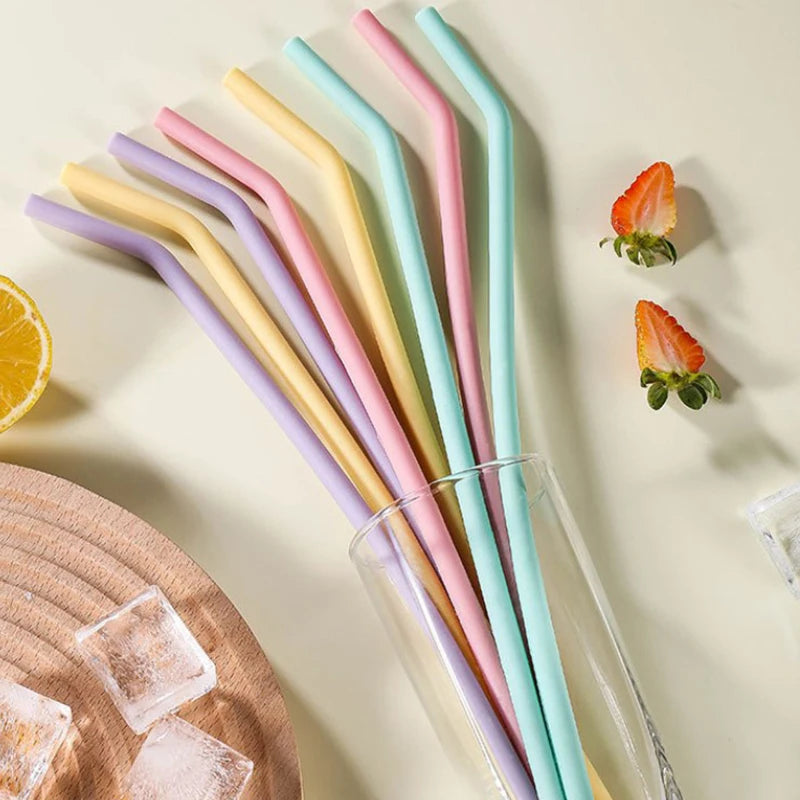 4-Pack Colorful Silicone Straws